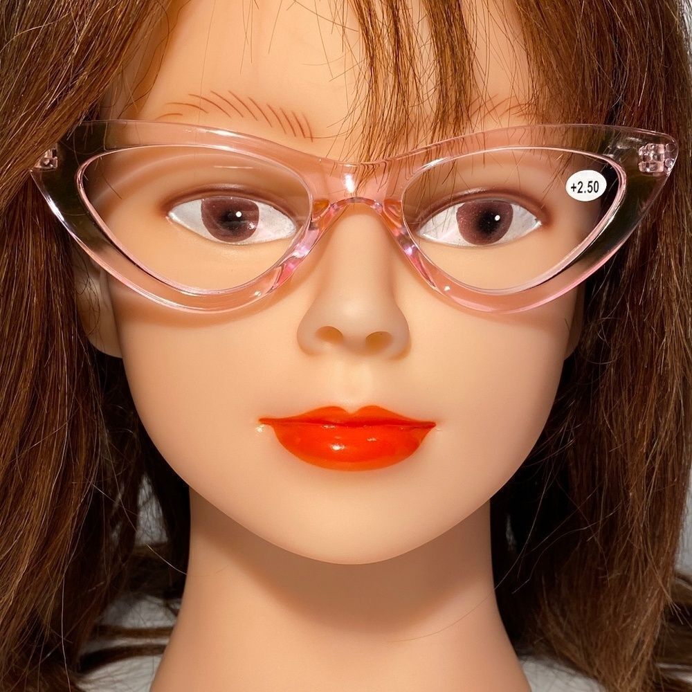 1129 Emma Cateye Reading Glasses 2.50 Clear Pink Readers NWT